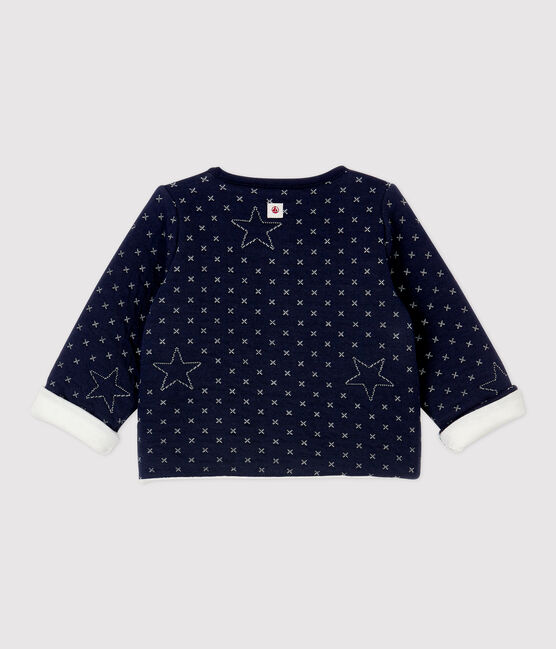 Cardigan bebè a stelline in tubique trapuntato di cotone biologico blu SMOKING