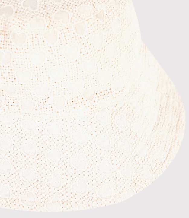 Cappellino in popeline e sangallo bambina bianco