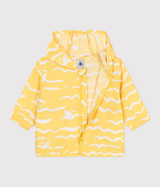 Giacca a vento anti-UV in poliestere con stampa squali neonato giallo ORGE/bianco MARSHMALLOW