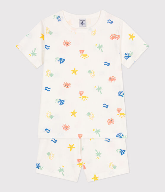 Pigiama corto in cotone con stampa bambino bianco MARSHMALLOW/bianco MULTICO
