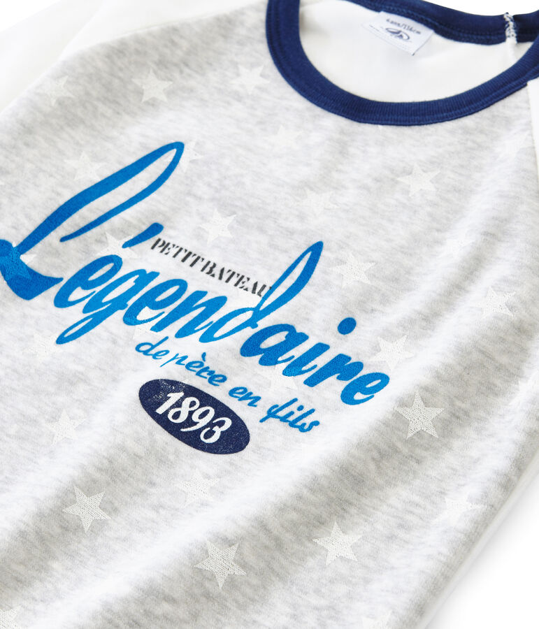 Pigiama bambino in ciniglia blu SMOKING/bianco MULTICO