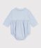 Tutina corta in cotone con colletto con stampa a quadretti vichy neonato blu/bianco