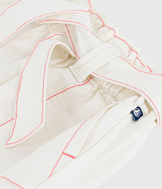 Shorts in cotone tinta unita bambina bianco