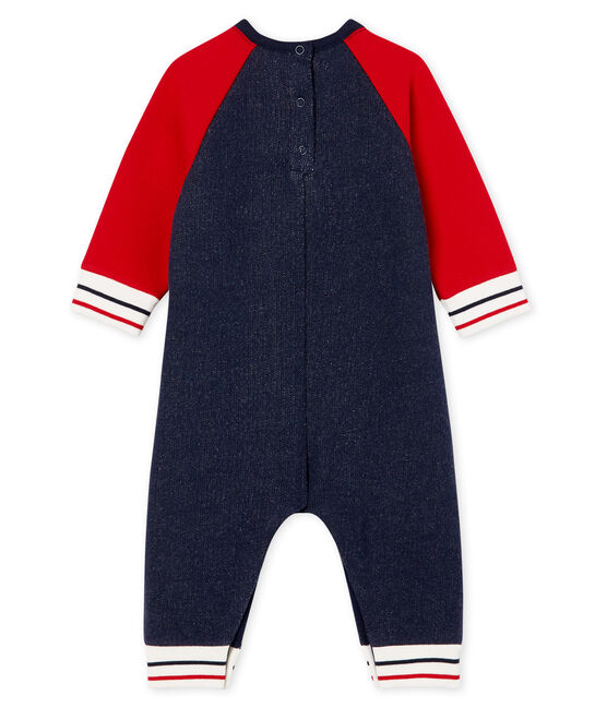 Tutina lunga da bebè maschio in molleton blu SMOKING/rosso TERKUIT