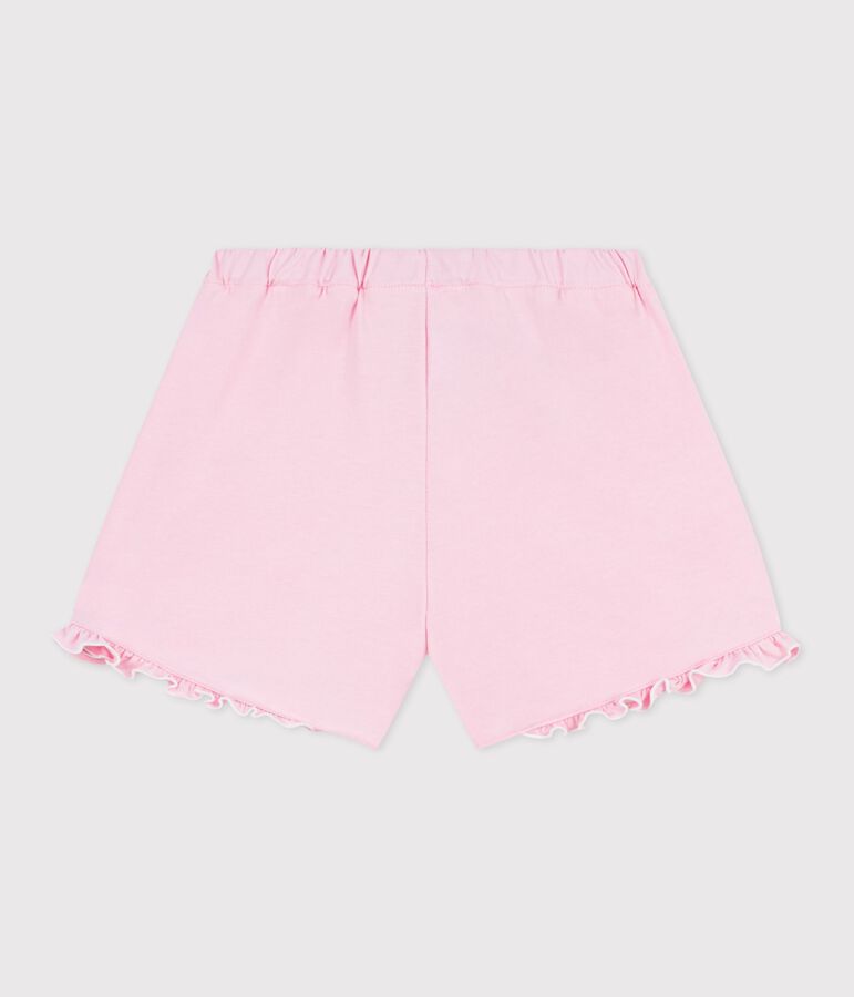 Shorts in cotone tinta unita bambina rosa