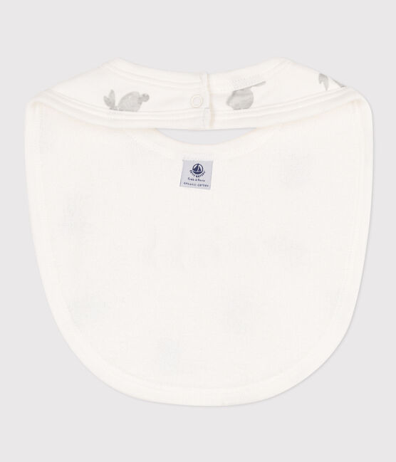 Bavaglino con stampa in cotone bianco MARSHMALLOW/grigio GRIS