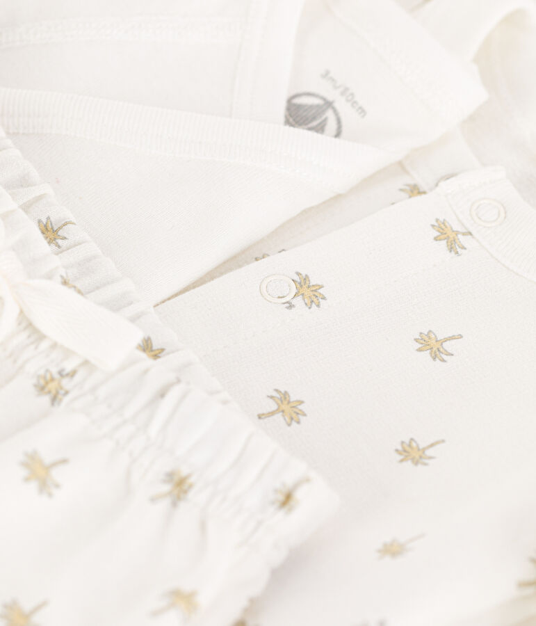 Completo beb&egrave; in cotone stampato bianco/multicolore