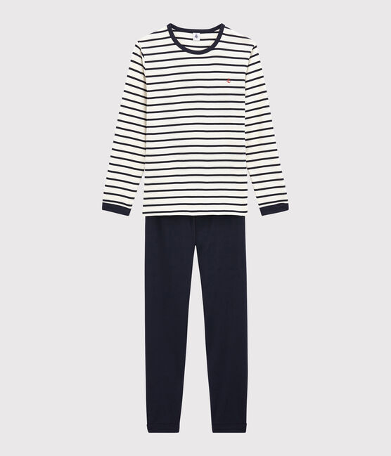 Pigiama a righe marinière unisex a costine bianco MARSHMALLOW/blu SMOKING