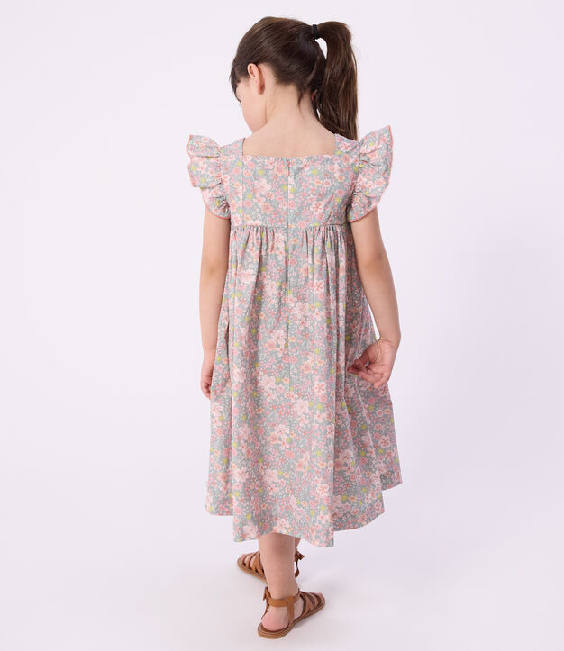 Abito senza maniche in cotone con stampa a fiori bambina blu/multicolore