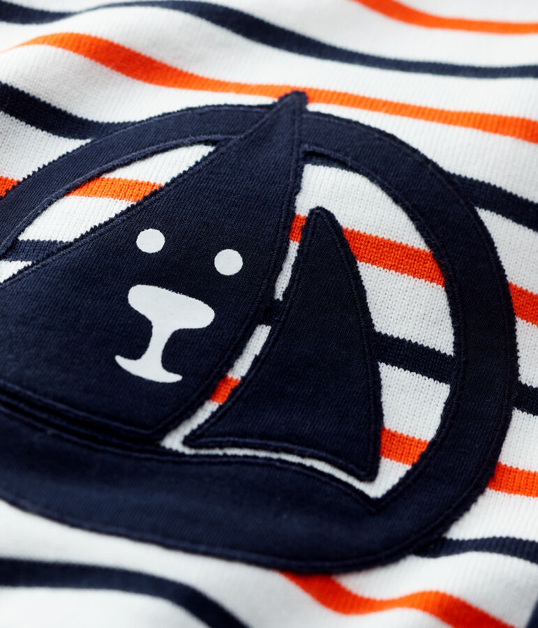 Felpa in molleton beb&egrave;. bianco/blu/arancione