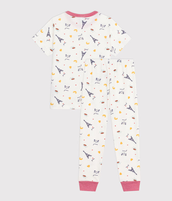Pigiama a maniche corte e gamba lunga in cotone con stampa bambino bianco MARSHMALLOW/bianco MULTICO