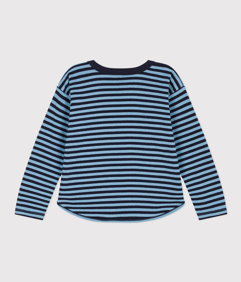 T-shirt maniche lunghe in tubique bambino blu/blu