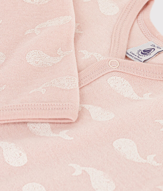 Tutina pigiama balene rosa in ciniglia rosa/bianco