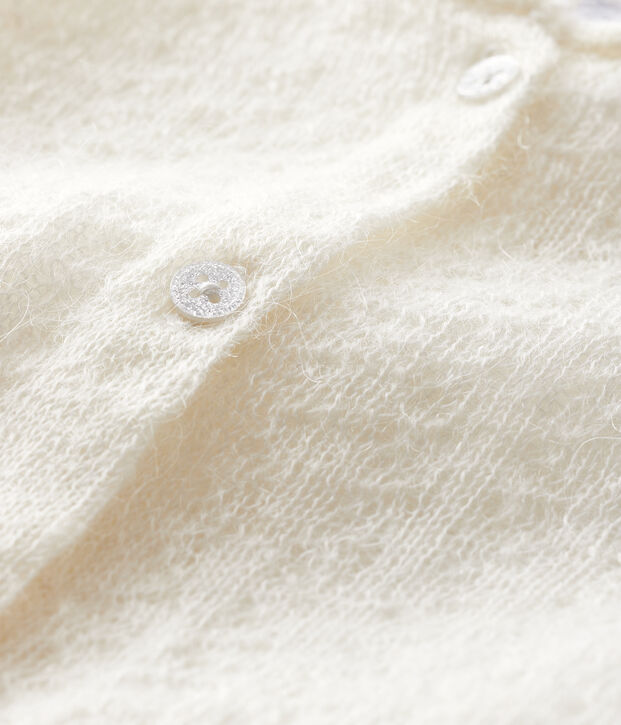 Cardigan beb&egrave; femmina in tricot bianco