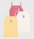 Confezione da 3 canottiere bambina con spalline in cotone Petit Bateau X Snoopy