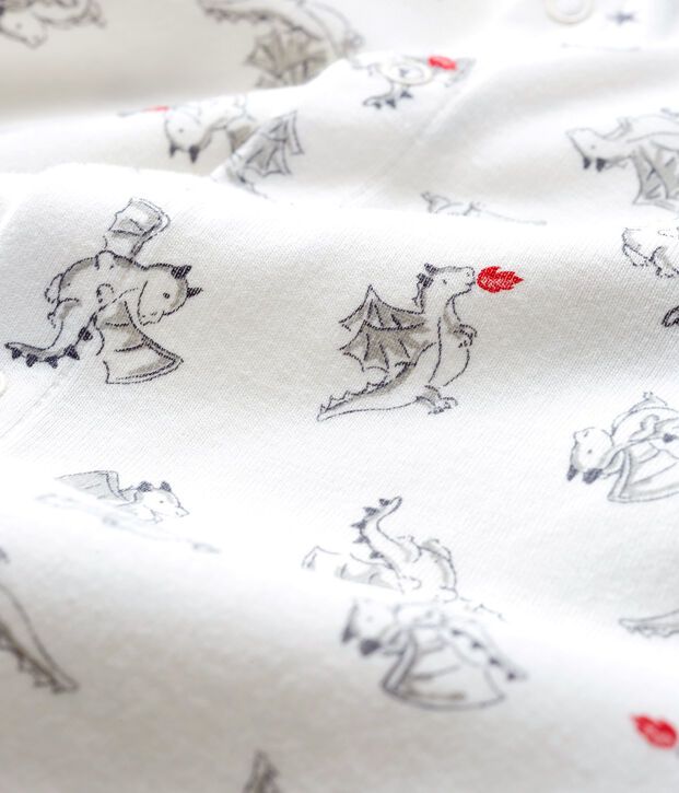 Tutina pigiama senza piedi bambino a costine bianco/multicolore