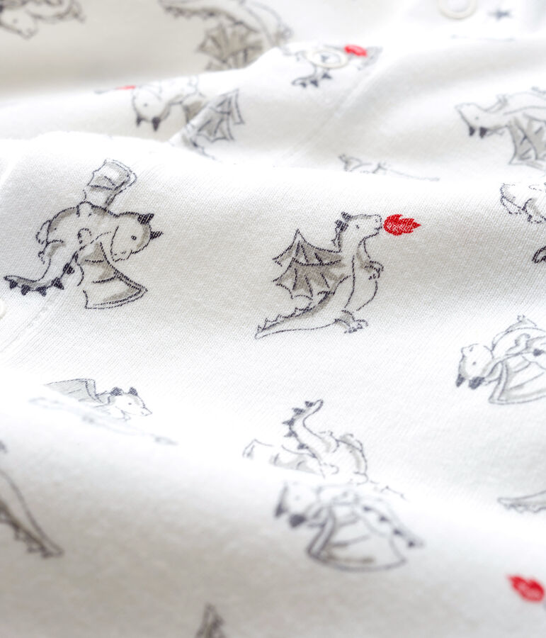 Tutina pigiama senza piedi bambino a costine bianco/multicolore