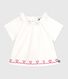 Blusa a maniche corte in popeline di cotone con ricamo a cuori neonata