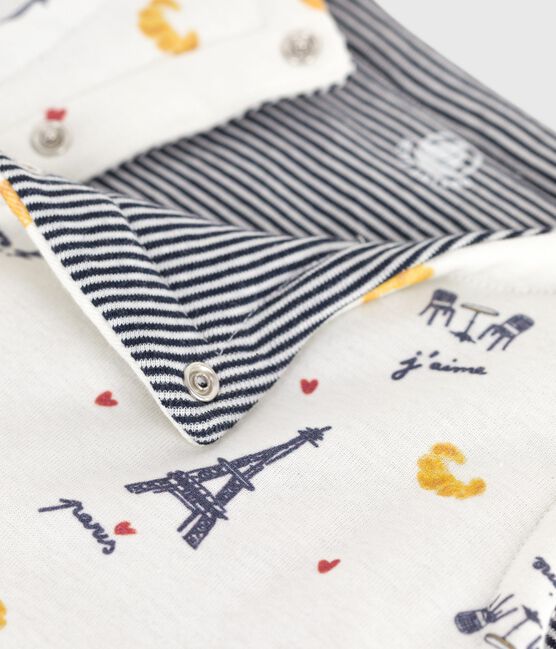 Cardigan senza maniche double face in cotone con stampa neonato MARSHMALLOW/ ADRIATIC