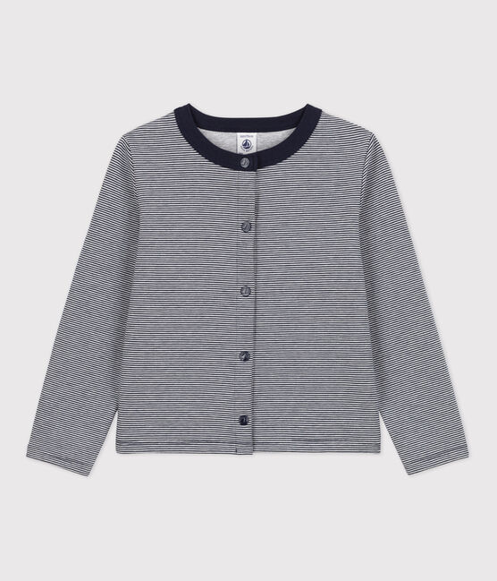Cardigan in doppio jersey bambina blu SMOKING/bianco MARSHMALLOW