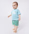 T-shirt a maniche corte in cotone tinta unita neonato blu AQUATIC