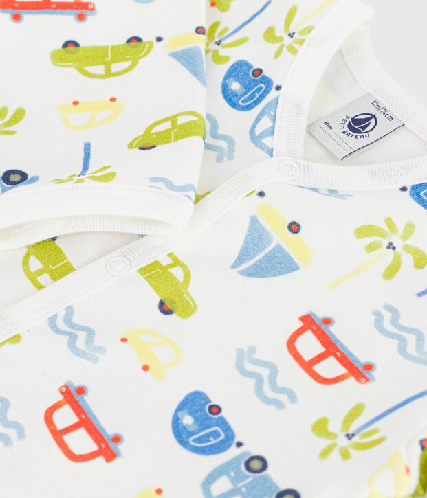 Pigiama in cotone con automobili stampate neonato bianco/multicolore