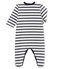 Tutina pigiama bebè unisex in velluto bianco MARSHMALLOW/blu SMOKING