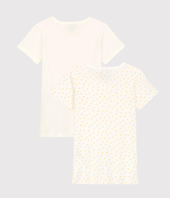 Confezione da 2 t-shirt bambina maniche corte a cuori in cotone variante 1