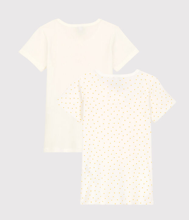 Confezione da 2 t-shirt bambina maniche corte a cuori in cotone multicolore