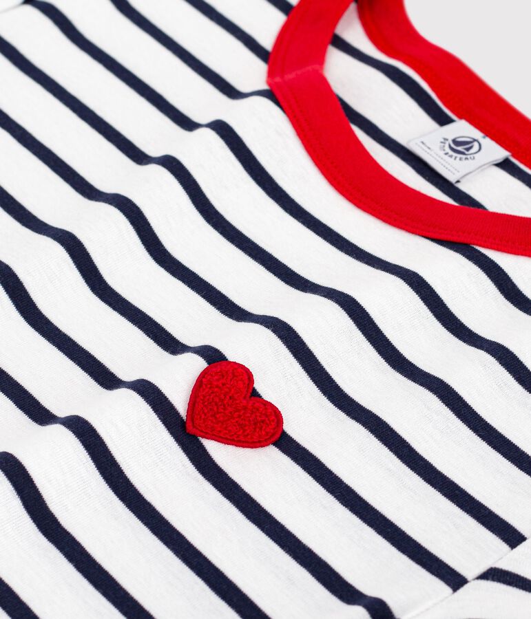 T-shirt da donna in cotone a maniche corte bianco/blu