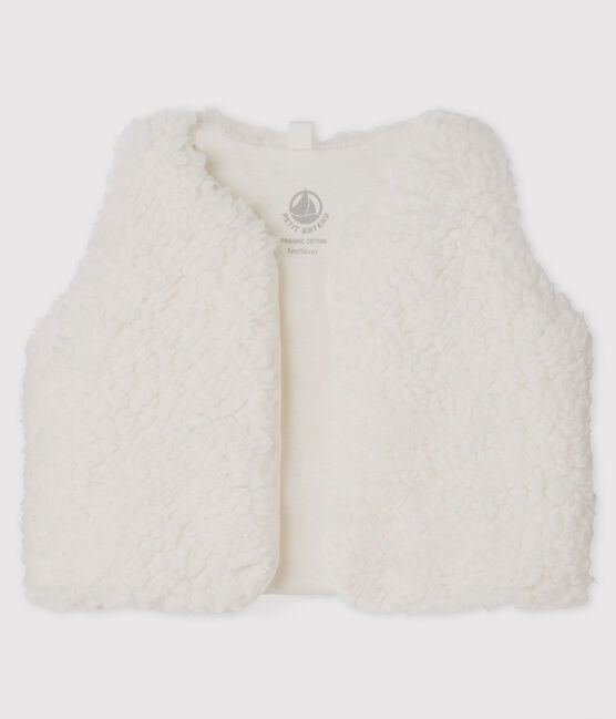 Gilè senza maniche bebè femmina in sherpa bianco MARSHMALLOW