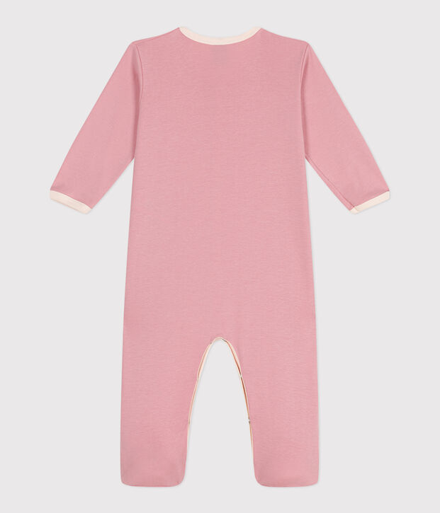 Pigiama in cotone tinta unita neonato rosa