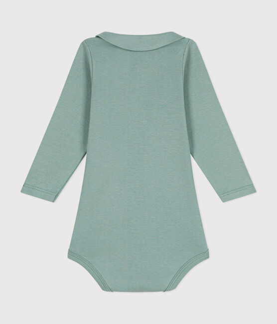 Body bebè in cotone con colletto e maniche lunghe verde PAUL