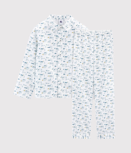 Pigiama bambino in tela bianco MARSHMALLOW/blu SHADOW