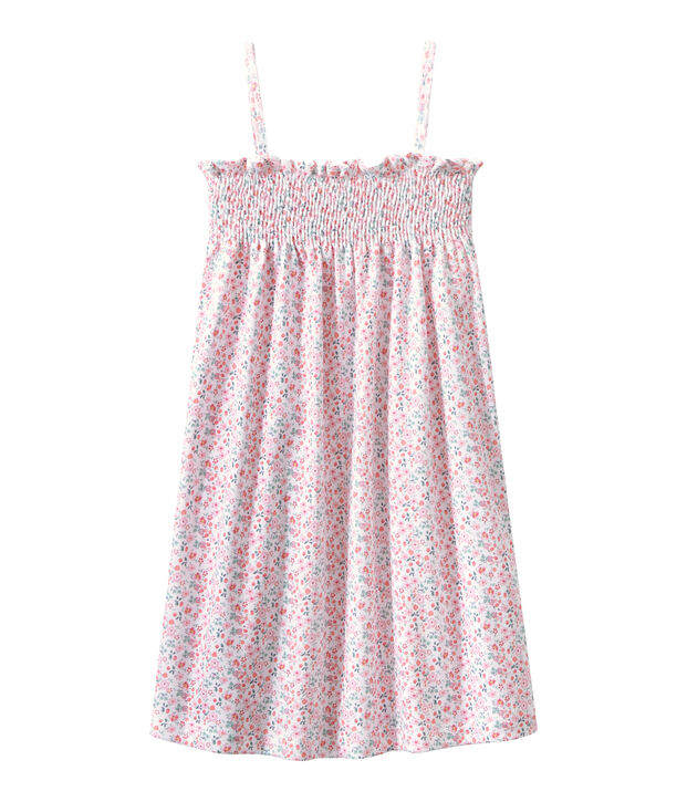 Camicia da notte arricciata stampata bianco/multicolore