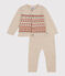 Completo in tricot jacquard per bebè beige MONTELIMAR/bianco MULTICO