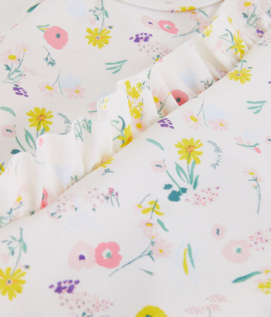 Costume da bagno intero ecoresponsabile bambina bianco MARSHMALLOW/bianco MULTICO