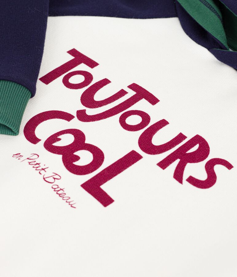 Felpa in cotone stampato bambino ecru/multicolore