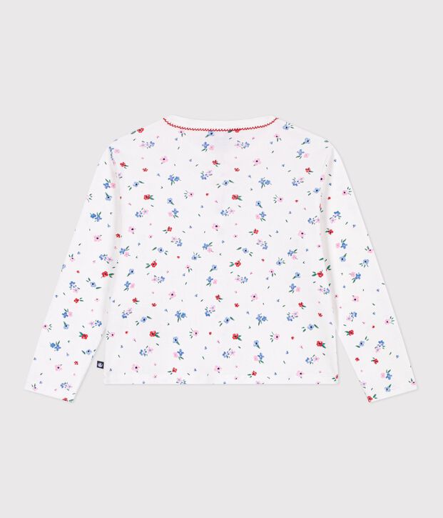 Cardigan in cotone con stampa a fiori bambina bianco/multicolore