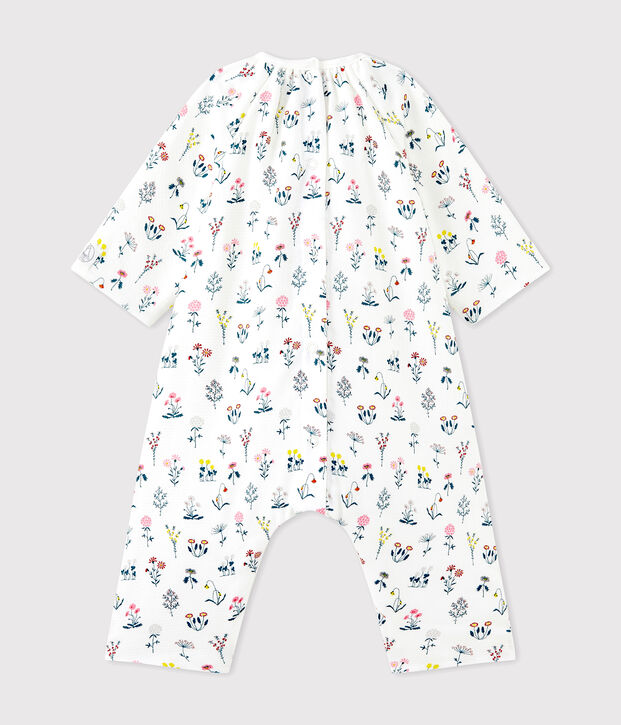 Tutina in tubique stampata per beb&eacute; femmina bianco/multicolore