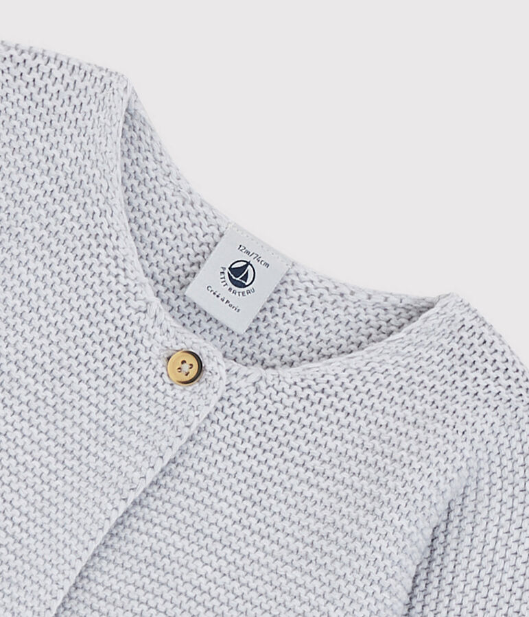 Cardigan beb&egrave; in tricot di cotone biologico grigio