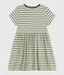 Abito a maniche corte in cotone a righe bambina verde CROCO/ AVALANCHE