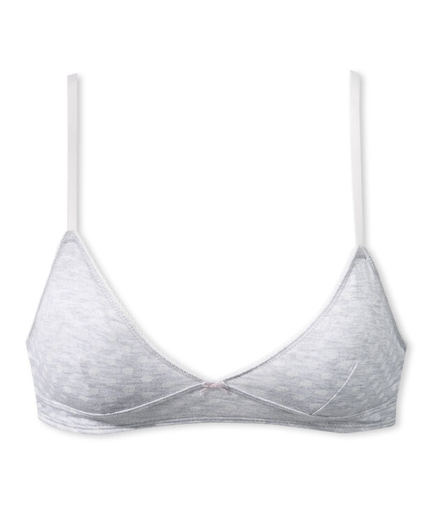 Reggiseno bambina a pois grigio/bianco