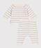 Completo 2 pezzi in maglia di lana e cotone neonato bianco MARSHMALLOW/ MONTELIMAR