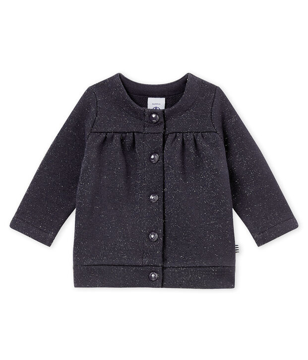 Cardigan per beb&eacute; femmina in molleton scintillante blu/giallo