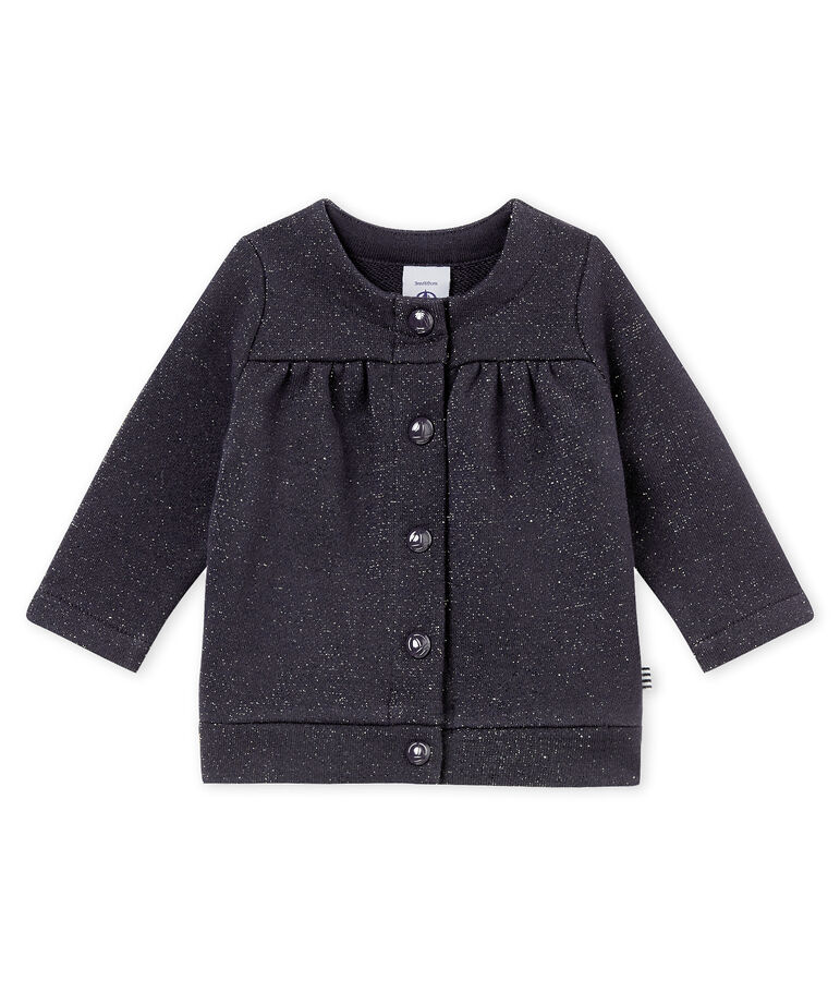 Cardigan per beb&eacute; femmina in molleton scintillante blu/giallo