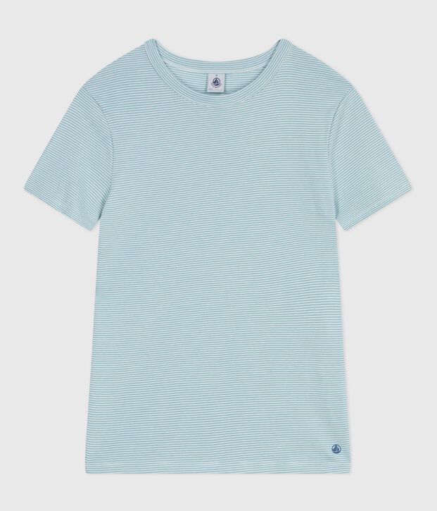 T-shirt a maniche corte in cotone a righe donna verde/bianco