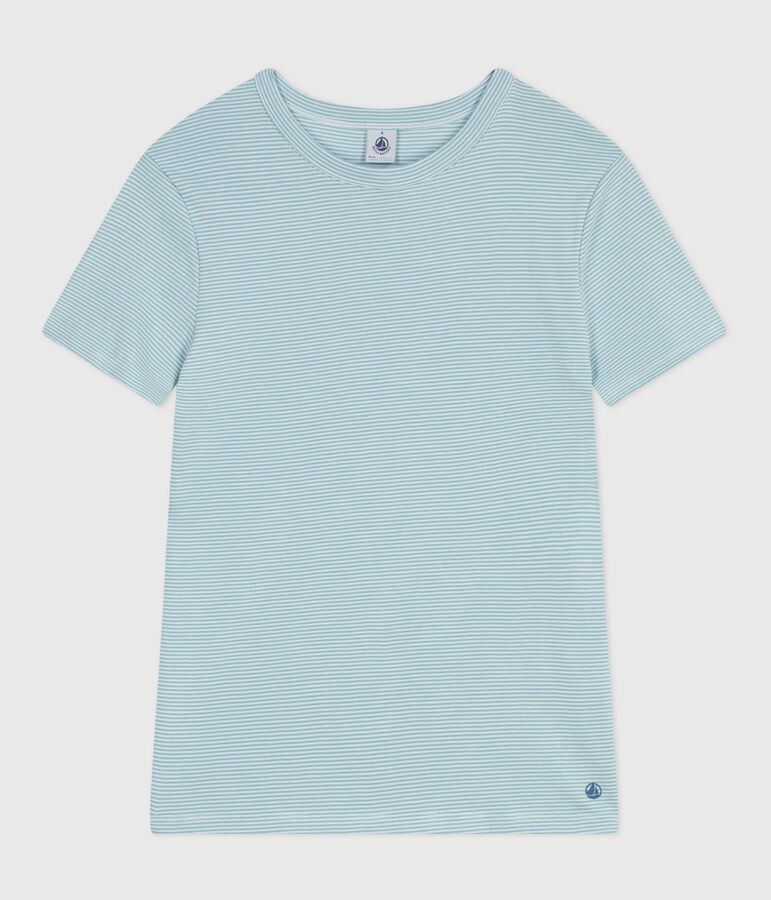 T-shirt a maniche corte in cotone a righe donna verde/bianco