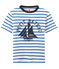 T-shirt bambino rigata stampata bianco MARSHMALLOW/blu PERSE