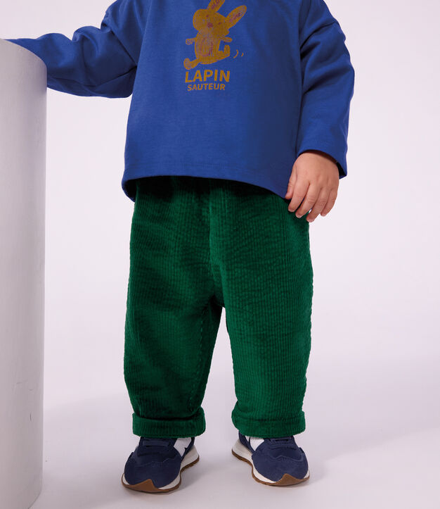 Pantaloni in velluto tinta unita neonato verde